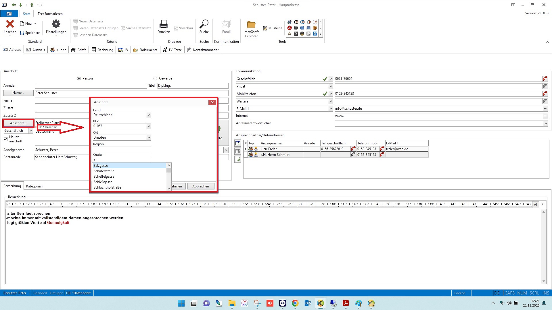 mexXsoft X2 – Adressmaske