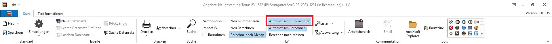 mexXsoft X2 – Automatisch nummerieren