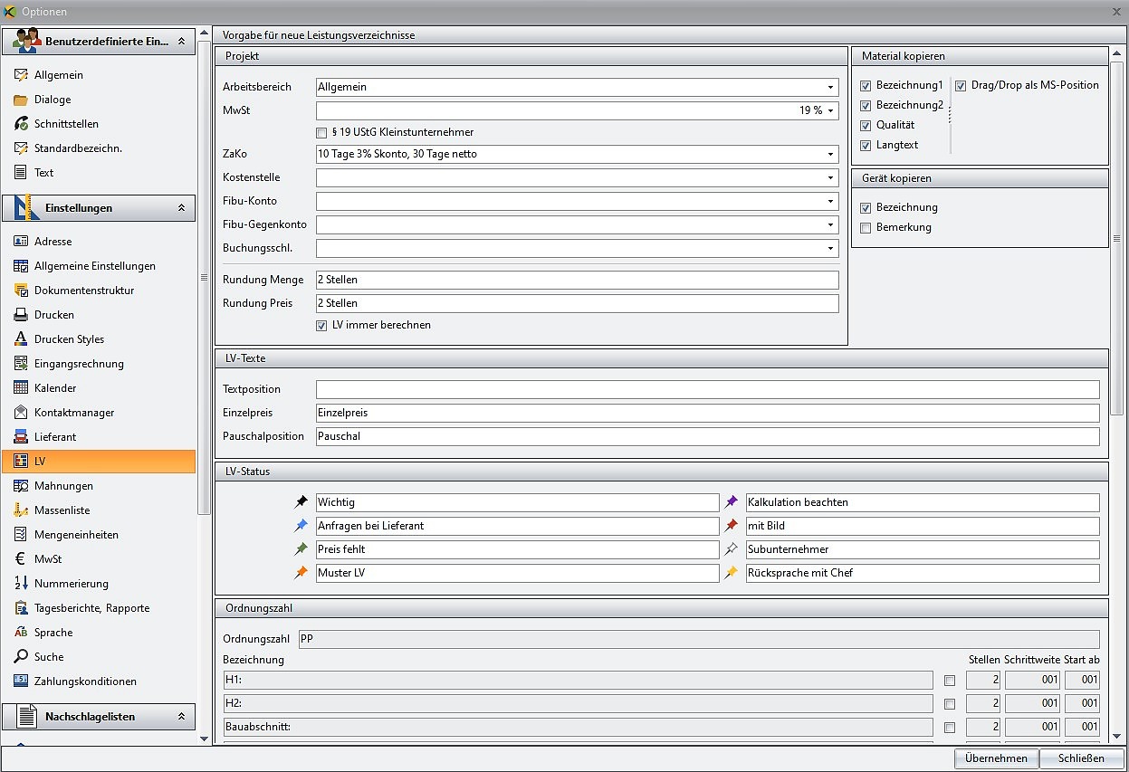 mexXsoft X2 – Programmoptionen