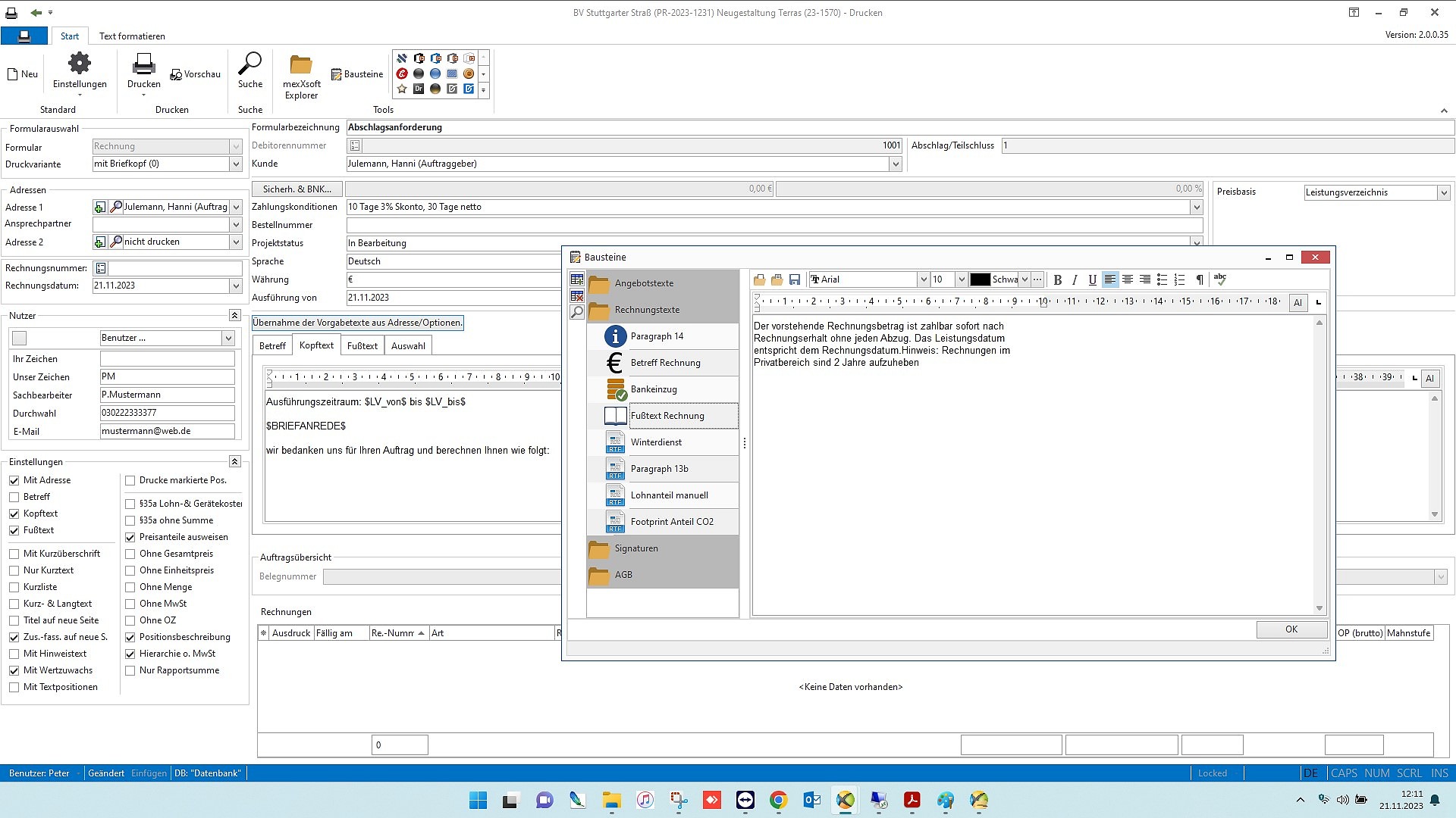 mexXsoft X2 – Druckdialog mit Vorschau
