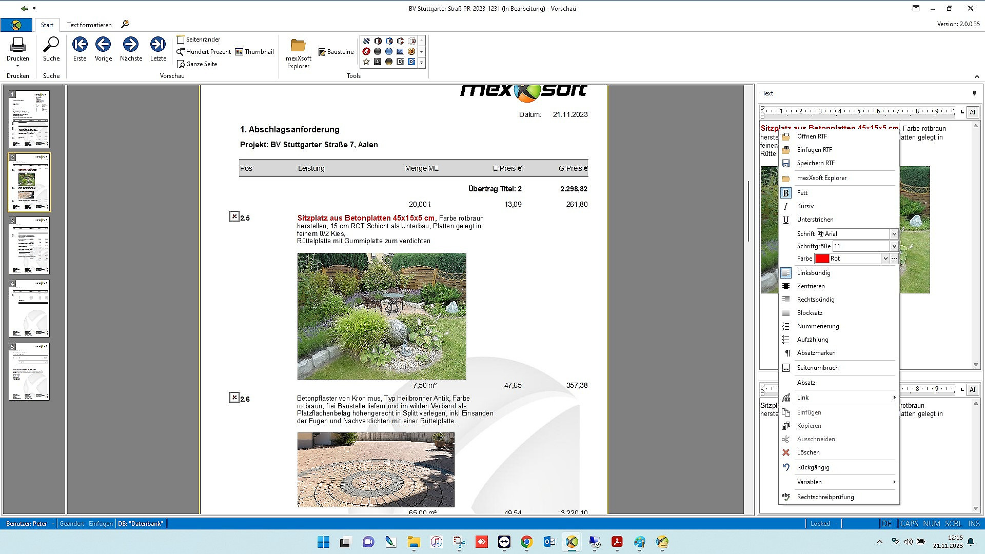 mexXsoft X2 – Druckvorschau