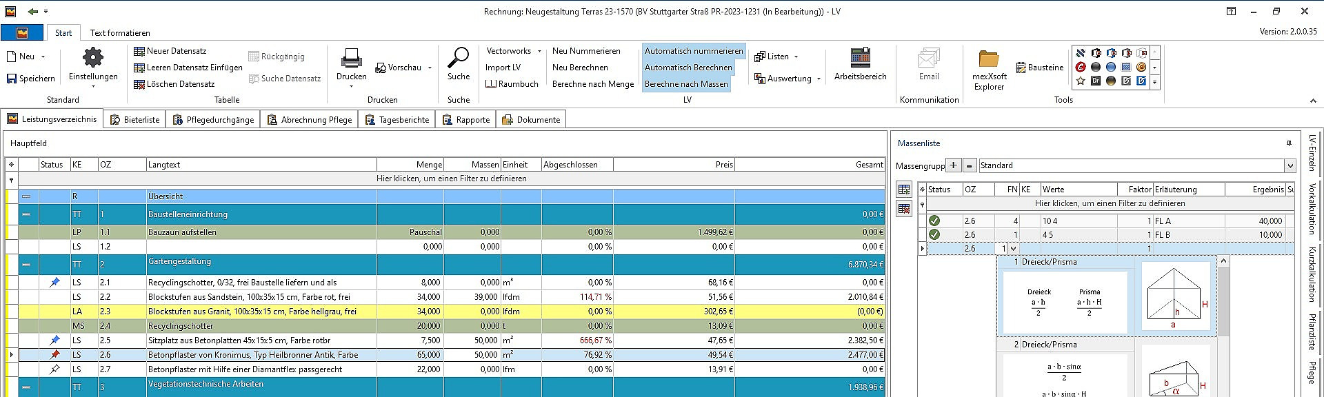 mexXsoft X2 – Aufmaß & Mengenermittlung