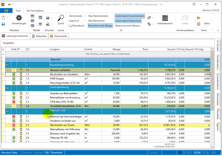 mexXsoft X2 – Drag & Drop im Leistungsverzeichnis