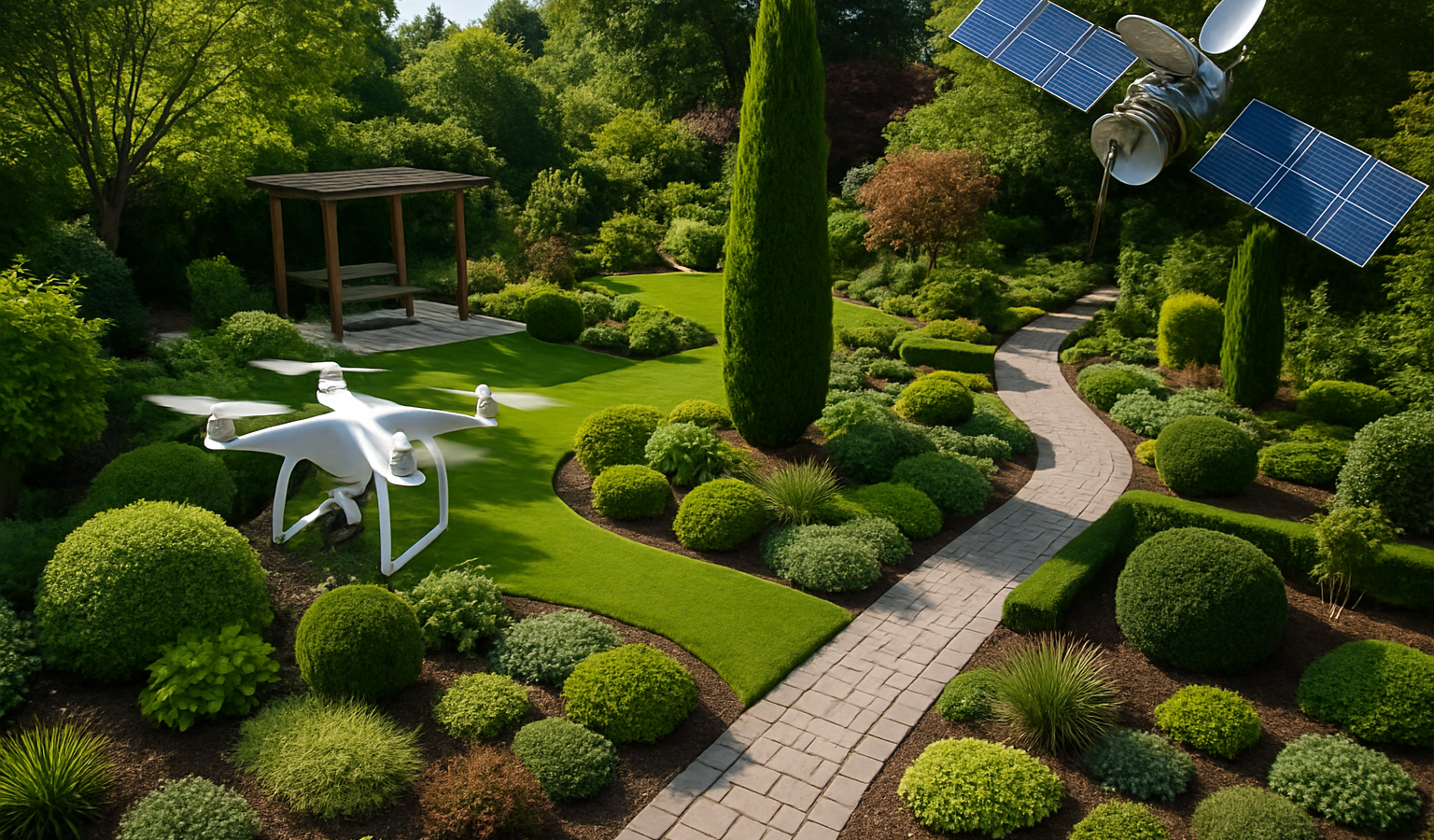 Drohnen und Satellitentechnik im modernen Garten- und Landschaftsbau